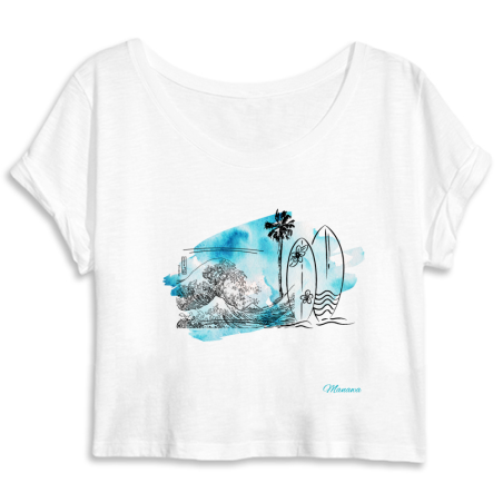 T-Shirt Crop Top Donna Surf Personalizzata